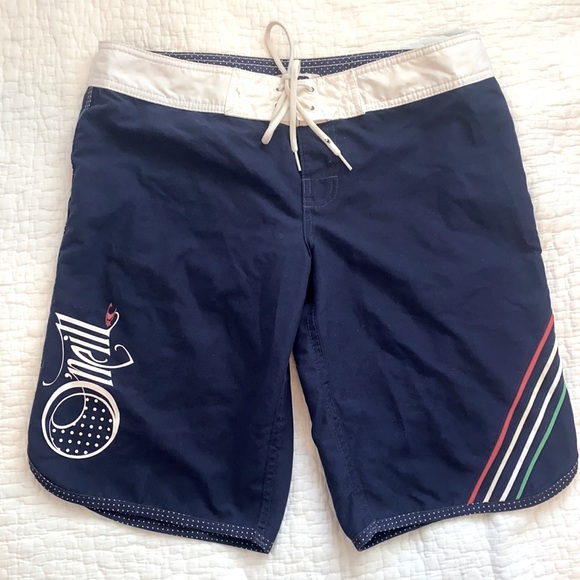 O'Neill Navy and White Swim Coverup Shorts - Picture 1 of 11